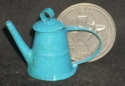 $4 • Buy Dollhouse Miniature Coffee Pot Cowboy Folk Art Blue Splatterware 1:12 #TS1250(A)