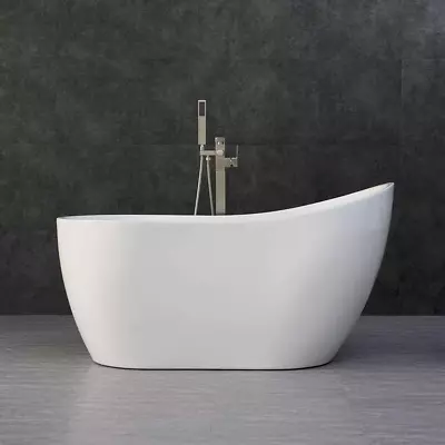 Acrylic Freestanding Contemporary Soaking Tub With Brushed Nickel Overflow And D • $1094.42
