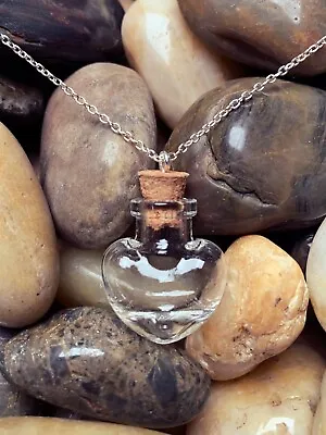 $7.32 • Buy Empty Heart Glass Vial Necklace DIY Wishing Bottle Pendant Openable Jar