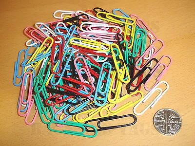 100 Large 33mm Paper Clips Plastic Covered Paperclips - Choose From 7 Colours • £2.25