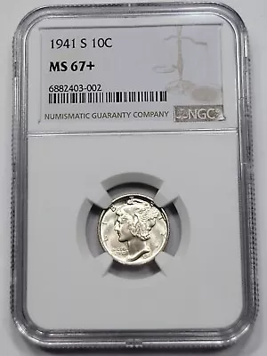 1941 S 10c Mercury Dime NGC MS67+ PLUS Ultra Superb Gem Clean Cheek *F792 • $169