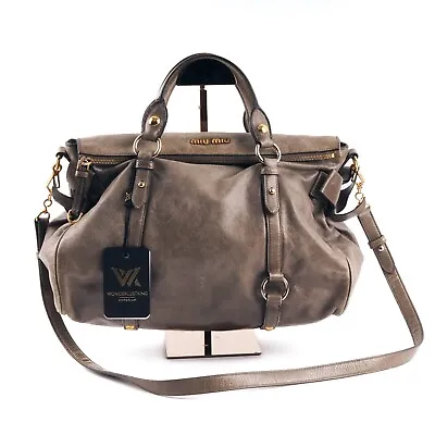 Miu Vitello Lux Bow Bag 2Way Luxury Designer Shoulder Bag Op • $298.95