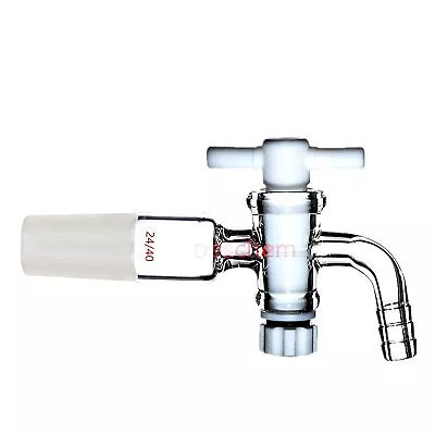 $12.99 • Buy 24/40,Glass Vacuum Adapter,Bent Hose Connection,Lab PTFE Stopcock,Chemical Valve
