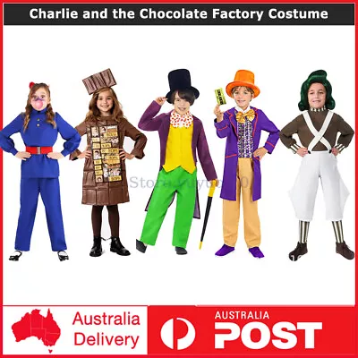 Charlie And The Chocolate Factory Outfit Willy Wonka Cosplay Costume For Kids • $45.90