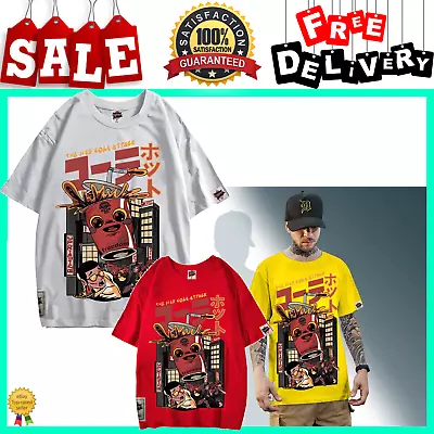 T Shirt  Hip Hop Japanese Harajuku Cartoon Cola Demonization Monster Streetwear • $22.75