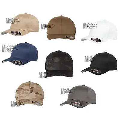 The Original Flexfit Fitted Baseball Hat Wooly Combed Twill Cap Flex Fit 6277 • $12.99