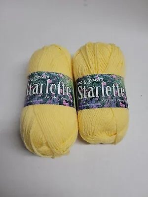 Mary Maxim Starlette Worsed Weight Yarn Soft Yellow 180 Yds 3.5 Oz 100% Acrylic • $17.02