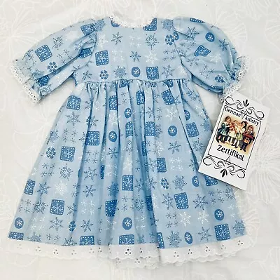 Blue Snowflakes Cotton Dress For Annette Himstedt Dolls - 28  NEW • $24.95