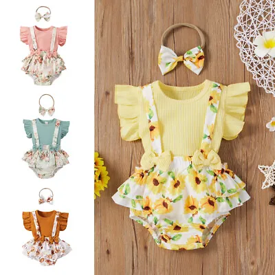 £11.99 • Buy Newborn Baby Girls Sleeveless Tops Shorts Dress Outfits Ruffle Party Clothes Set