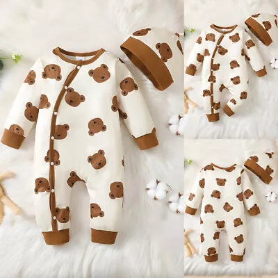Newborn Baby Boy Girl Bear Cute Romper Tops Pants Jumpsuits Outfits Clothes Set • £8.19