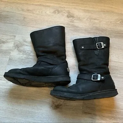 $74.99 • Buy Ugg Women's Kensington Moto Black Boots, Size 9 S/N 5678