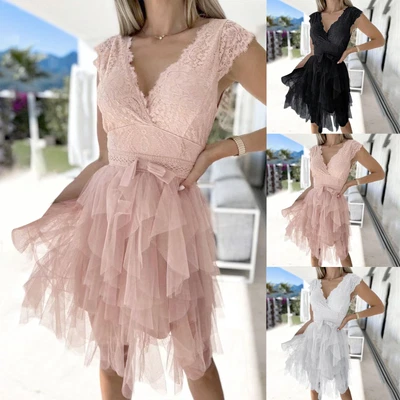 $52.22 • Buy Semi Formal Fitted Dresses For Teens Women's Elegant Floral Lace Sleeveless