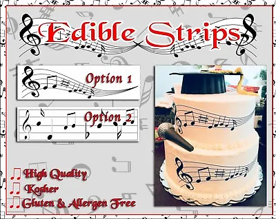 Edible Music Notes Strips For Cakes Sugar Paper Frosting Images Bar Wraps Easy • $3.50