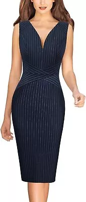 VFSHOW Womens V Neck Front Zipper Work Business Office Cocktail Bodycon Pencil D • $89.92