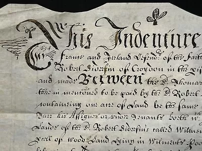 1693 Indentured Deed ‘Tingleather’ Quantock Somerset; Siderfin & Rich • £30