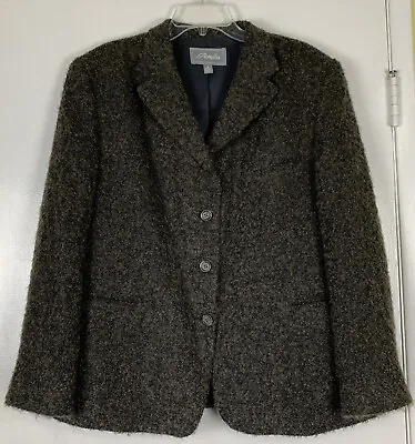 Pietrafesa Jacket Women’s Size 16 Alpaca Wool Boucle Gray Brown Vintage • $49.99