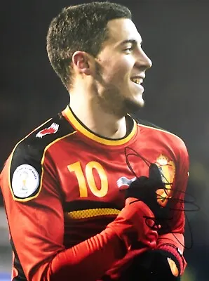 Eden Hazard Signed 10x8 Belgium Photo E UACC Registered Dealer AFTAL RACC COA • £49.99