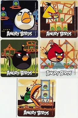 $2.01 • Buy 5 X Square Stickers ~ Angry Birds White Yellow Green Red Bird Black Favours ~