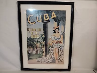 VTG Poster  Cuba - Holiday Isle Of The Tropics   Litho Print In 19 X 25 In Frame • $27.95