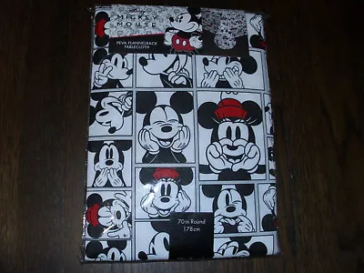 Disney Mickey Mouse PEVA Flannel Back Tablecloth  70 ROUND NEW • $10