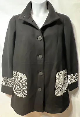 Desigual Black Patchwork Pockets Women’s Coat / Jacket Plus Size 44 NWT • $145.28
