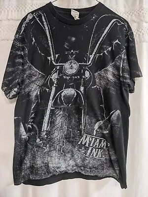 Vintage Mens L Miami Ink T Shirt Black Skulls Motorcycle Grunge Tattoo T-shirt  • $21.99