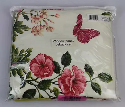 Greenland Home Butterflies Curtain Panel Set With Tiebacks – 42”W X 84”L • $32.50