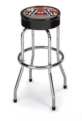 Larin RFS-1 Racing Flag Shop Stool - Swivel Padded Vinyl Seat Chrome 30  • $59.99