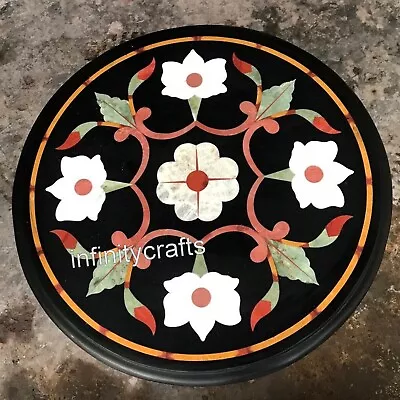 18x18 Inches Antique Design Inlaid Coffee Table Top Round Marble Entry Way Table • $363.80
