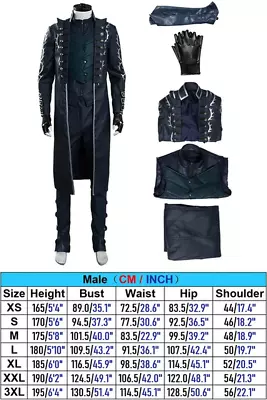 Vergil Cosplay Fantasia Game DMC 5 Costume Disguise Male Gloves Outfits Adult Me • $308.49