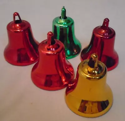 Christmas Plastic Bells 3 Red 1 Green 1 Gold 2.5 X2  Vintage • $14.99