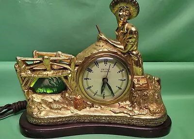 Vtg Light Up Motion Clock Tom Sawyer Fishing Boy Westing House Elec Needs Work • $89.99