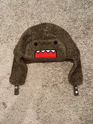 Domo-Kun Embroidered 2011 Snap Ear Flaps Trapper Hat Beanie Brown✅Ready To Ship✅ • $219