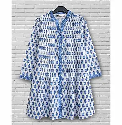 Ayurvastram - Juno Pure Cotton Block Print Style Front Pleated Tunic • $32.19