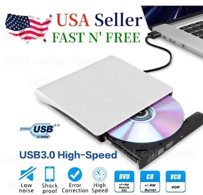 Slim External CD DVD Drive USB 3.0 Disc Player Burner Writer For  Mac Laptop PC • $17.99