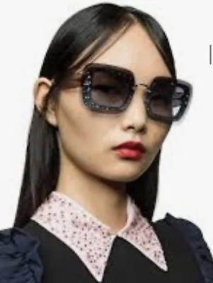 MIU MIU Grey Gradient Glitter Crystal Sunglasses • $425