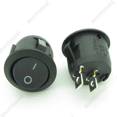 10 X Mini Rocker Switch Round Black 20mm 2Pin SPST Power ON-OFF 12V 110V 220V    • $4.99