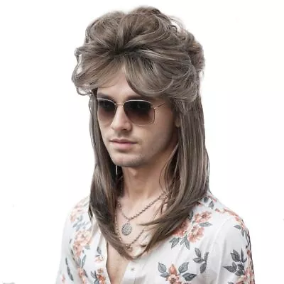 16 Inches Mullet Wigs For Men 80s Costumes Party Accessory Ash Blonde Wig Cos... • $23.51