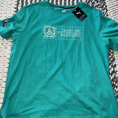 NWT Puma Mercedes AMG Petronas Formula One Team Men's T Shirt Green Sz XXL $45 • $24.97