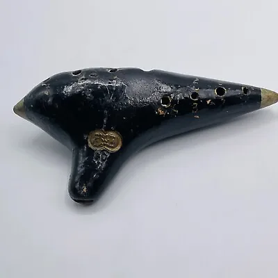 Vintage Ocarina EWA C6 Flute Austria Made Black Ceramic 6” Antique Gold Paint • $58.94