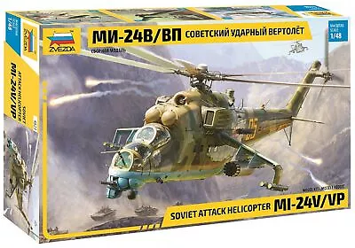 Zvezda 530004823 1:48 MIL Mi-24V/VP (HIND) Combat Helicopter Model Plastic ... • $116.58