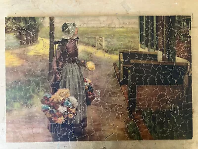 Vintage Pastime Puzzle Parker Brothers Complete Flower Girl 1930 Wood Jigsaw • $175