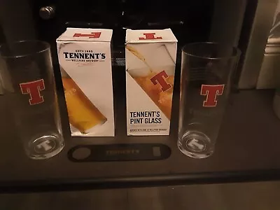 £12.99 • Buy Tennent's Lager Wellpark Brewery Pint Glasses X2 And Tennent's Bottle Opener