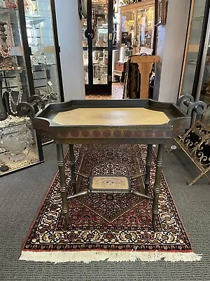 Vintage Designer Two Piece Tea Tray Table With Crackle Finish • $275