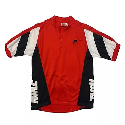 Vintage Nike Cycling Jersey Mens M Medium Quarter Zip Colorblock Semi Fitted 90s • $29.70