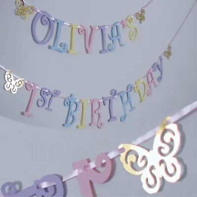 £6.99 • Buy Girls HAPPY BIRTHDAY Butterfly Bunting Party BANNER Decorations 1ST 2ND 3RD 4TH 