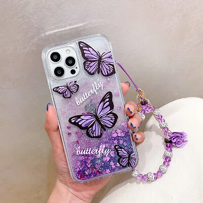 For Various Phone Bling Quicksand Fashion Butterfly + Bracelet Case Cover Women • $8.54