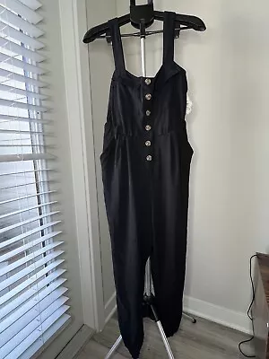 Women's Black Ribbed Sleeveless Jumpsuit Size  S NWT • $5.99