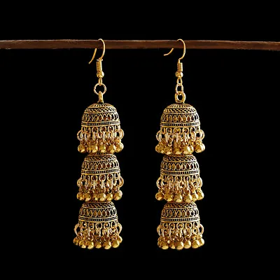 Women Egypt Vintage Gold Jhumka Earring Indian Bells Tassel Tribal Gypsy Jewelry • $6.58