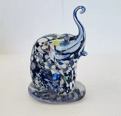 Vintage Murano Glass Elephant With Trunk Up - Multi Color • $45